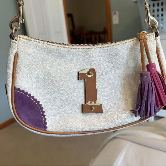 Dooney & Bourke Crescent Vintage Y2K RARE Lindsay Lohan Leather White - Picture 3 of 7